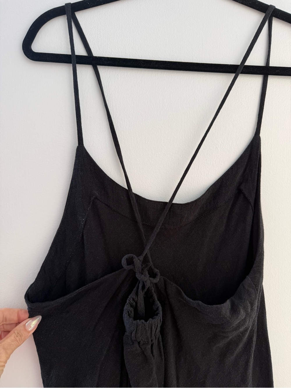 Splendid Black Linen Open Back Strappy Maxi Dress XL